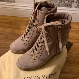 Louis Vuitton Size 39 Dust Rose Wedge Sneakers
